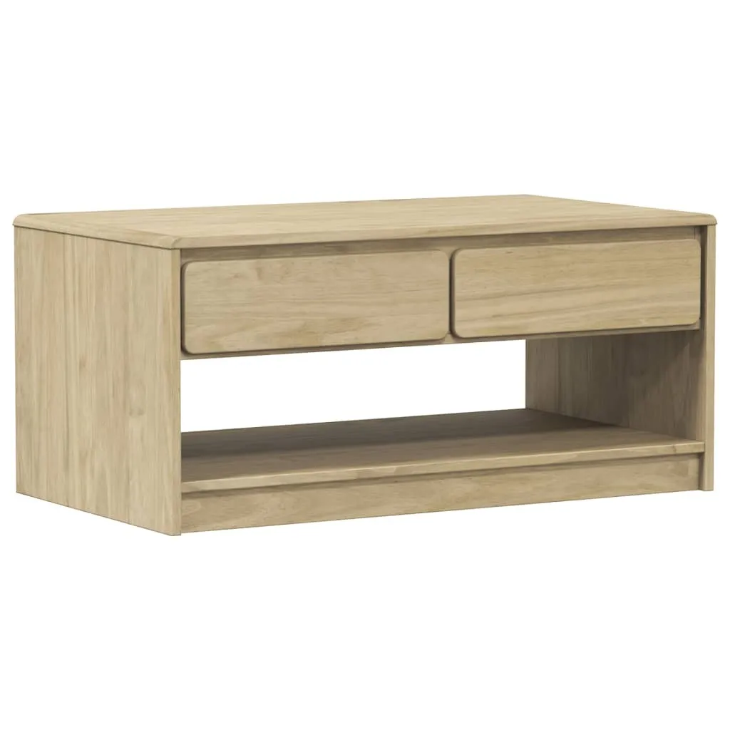 Table basse rectangulaire en bois massif SAUDA avec étagère basse - 9