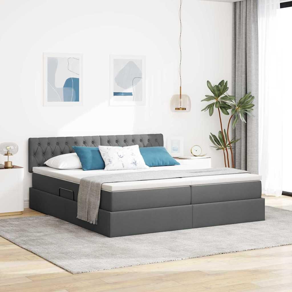 Maison Exclusive - Aufbewahrungsbett Dunkelgrau 200 x 200 cm Kunstleder