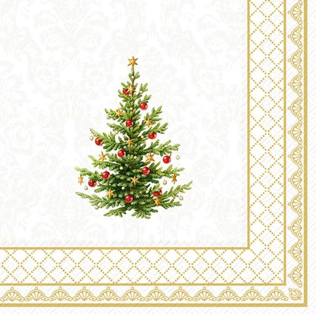 CLASSIC CHRISTMAS TREE Gold Cocktail-Servietten C1