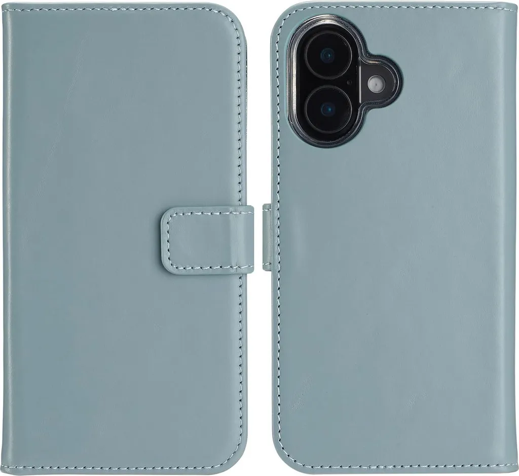 Cover Portafoglio iPhone 16 Selencia Pelle Premium Air Blue Luxury