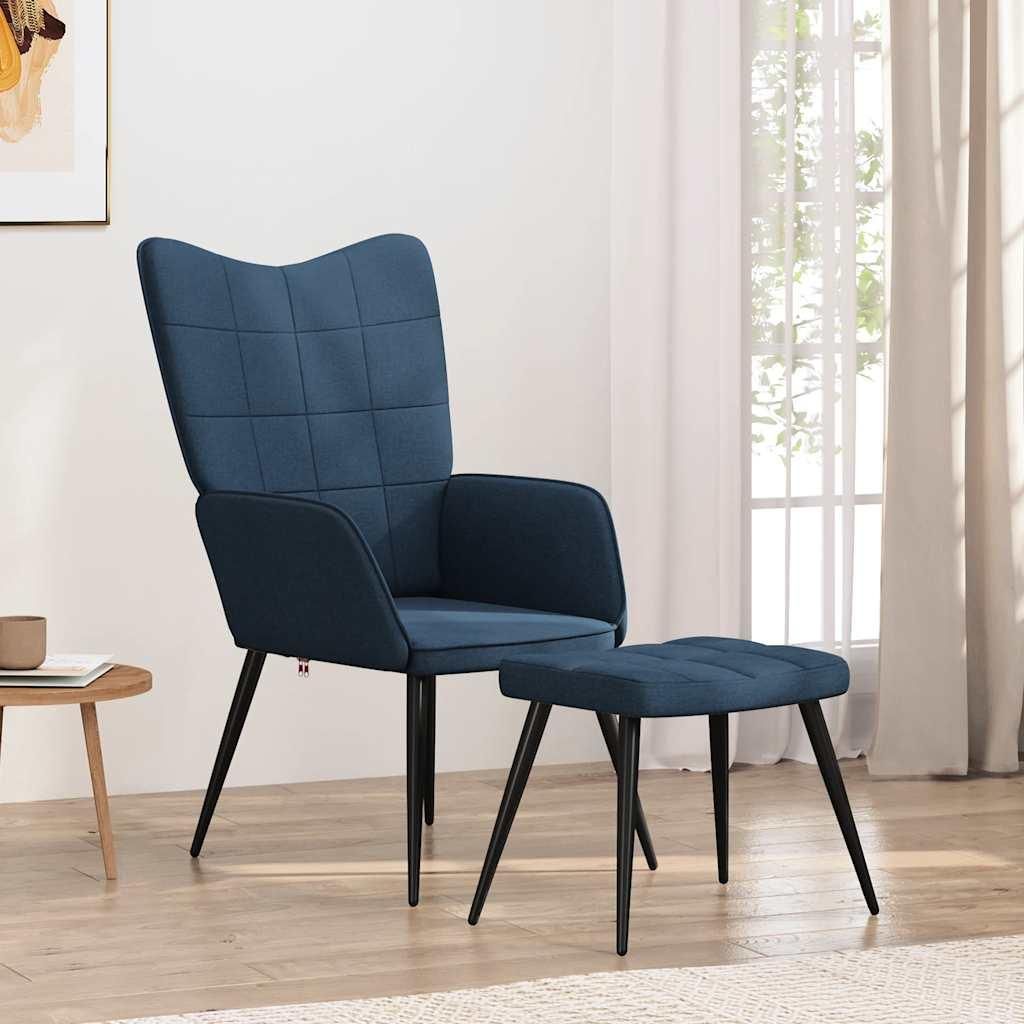 vidaXL Relaxsessel mit Hocker Blau Stoff
