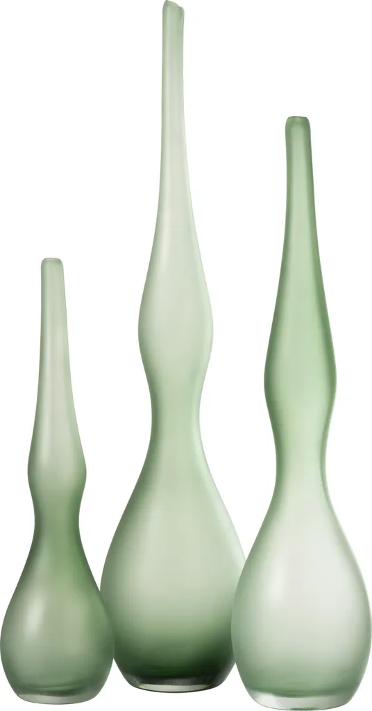 Vase en Verre Adria Courbé J-Line Vert Menthe Style Flute Set de 3