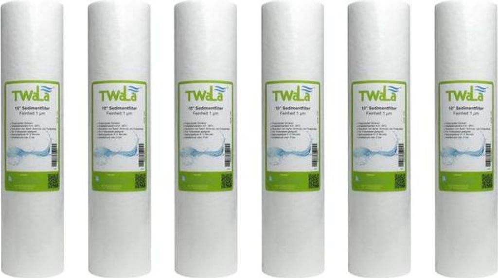 6x TWaLa 10' Sediment Trinkwasser Filter für Umkehrosmose, Brunnenwasser Wasserfilter 1 μm