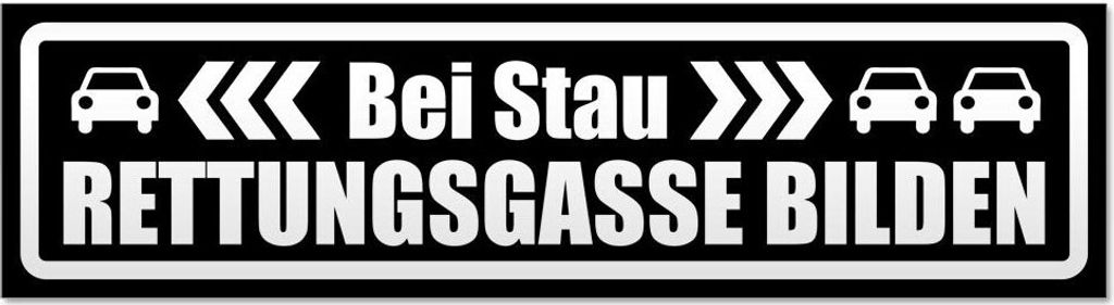 Kiwistar bei Stau Rettungsgasse bilden invertiert Magnetschild Schild magnetisch - 30cm Schwarz - Magnetfolie für Auto PKW Kfz