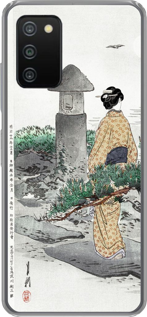 MuchoWow Handyhülle Schutzhülle Hülle für Telefoonhoesje Samsung Galaxy A03s Vintage - Frauen - Japan - Kimono - Skandinavisch Silikon Softca...