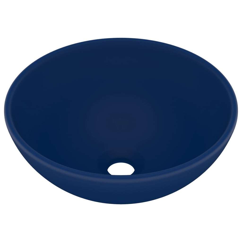 vidaXL Lavabo rotondo blu scuro opaco 32,5x14 cm in Immagine del prodotto 