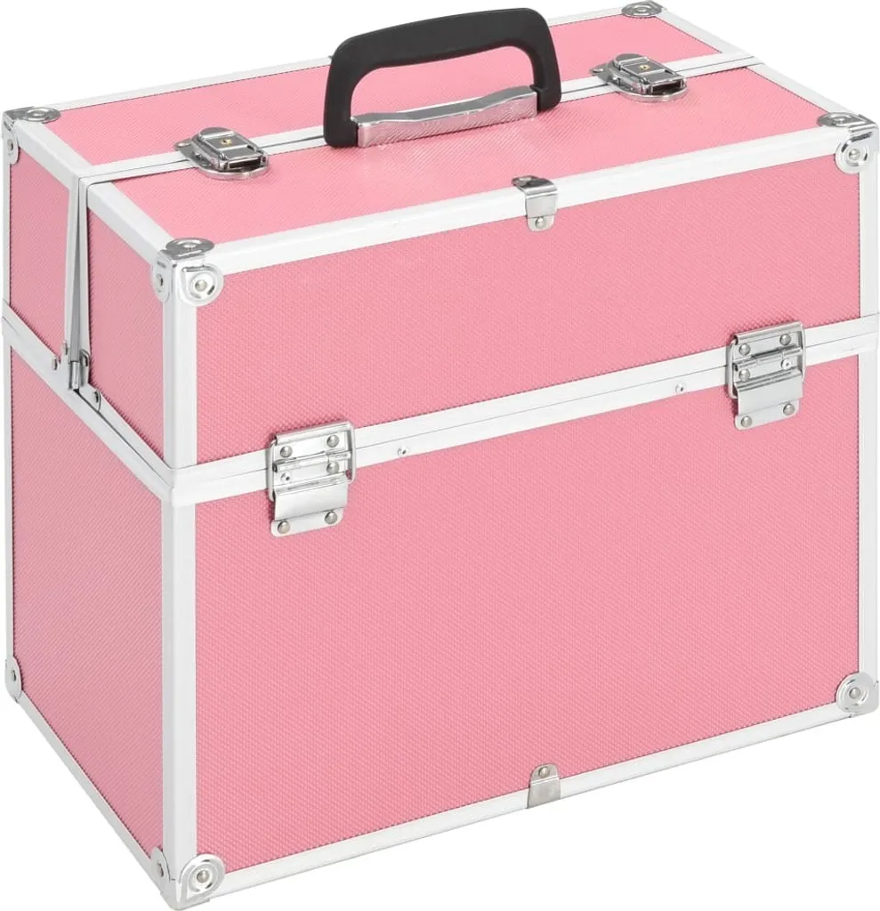 Beauty Case Rigido Rosa Alluminio 38x23x34 cm - Organizer Trucchi