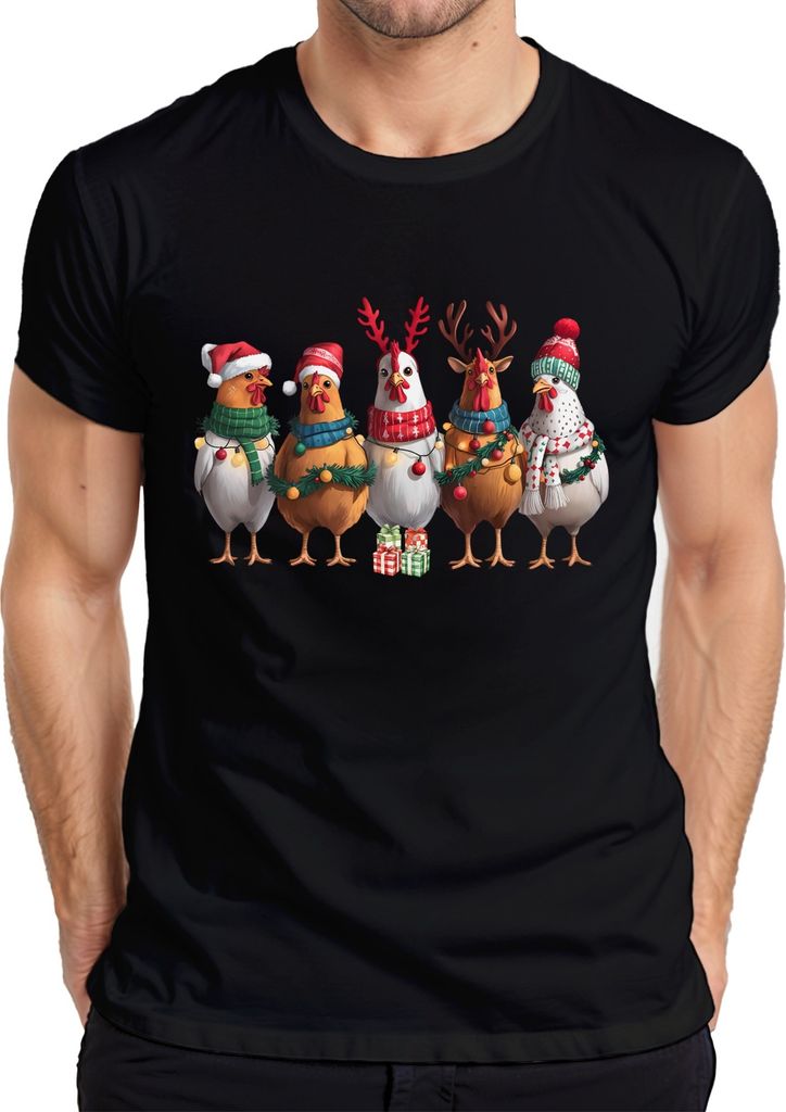 Hühner Hühnerhalter Huhn - Weihnachten Xmas Christmas Herren T-Shirt, Schwarz, 3XL