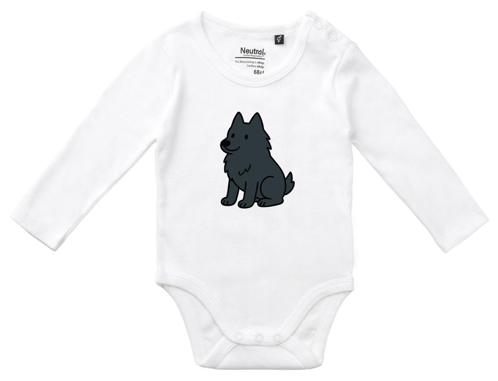 Huuraa Baby Body Schipperke Comic Schippi 74 White Baumwolle Fairtrade Langarmbody Geschenkidee