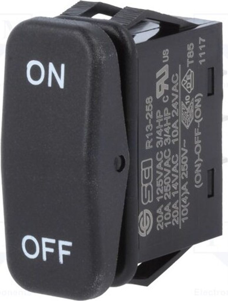 1x Fehlen R13-258I-01-BB-9 Wippsc schwarz (ON)-OFF-(ON) Pos: 3 10A/250VAC