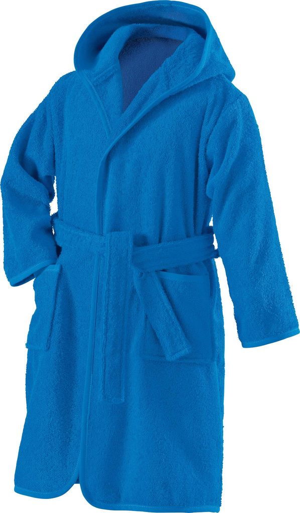 Erwin Müller Kinder-Bademantel mit Kapuze blau 134 / 140