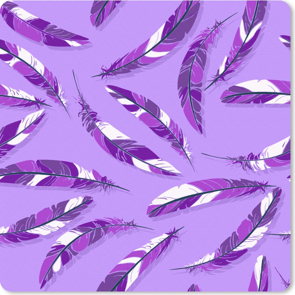 MuchoWow Mauspad Mousepad Mädchen - Federn - Lila - Muster - Mädchen - Lila - Kinder - Kinder 20x20 cm - Mousepads - Maus Mat - Pad - Mausunter...