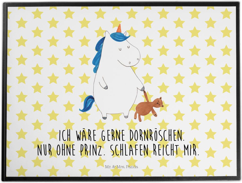 Mr. & Mrs. Panda schreibtischunterlage Einhorn Teddy - Weiß - Geschenk, Träumen, Schreibunterlage, Freundin, tischmatte, Gute Nacht, Bett, schrei...