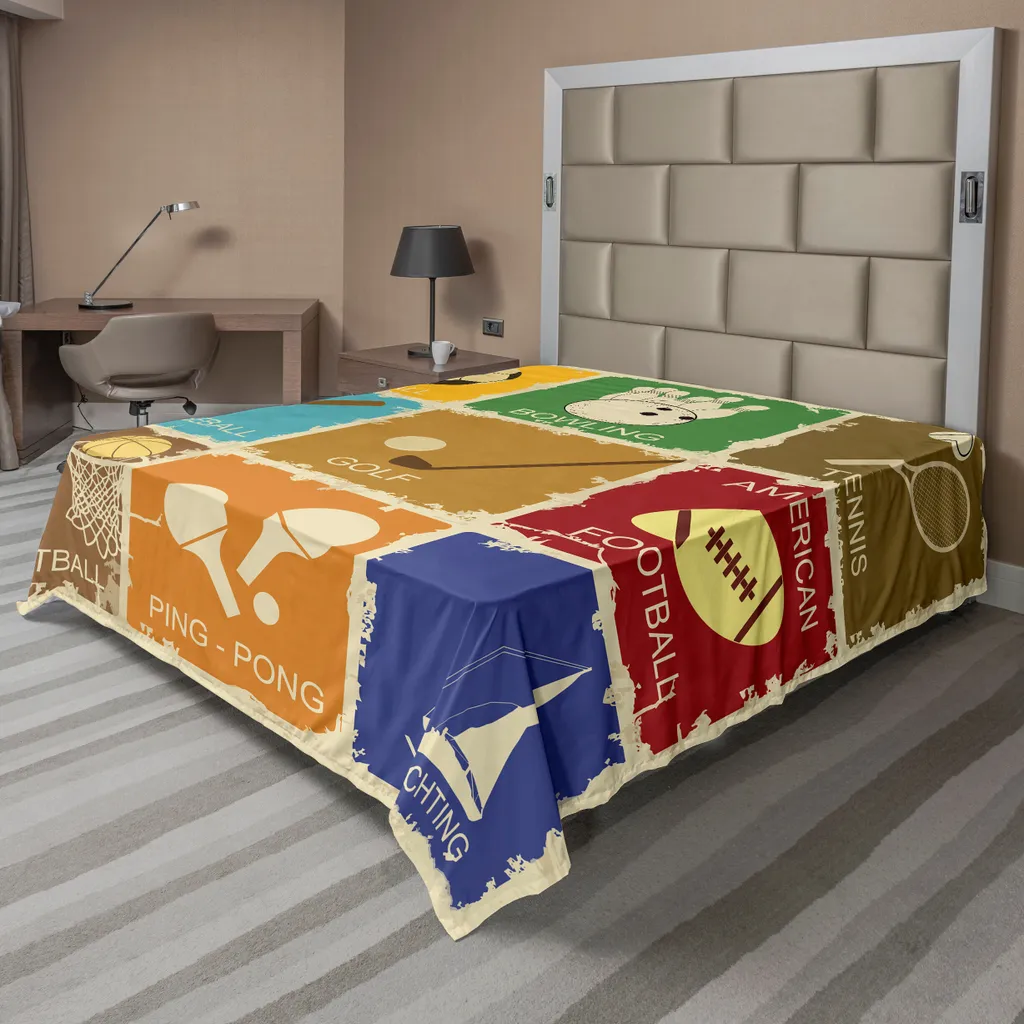 Drap de lit plat sportif ABAKUHAUS Vintage Multicolore 244 x 205 cm