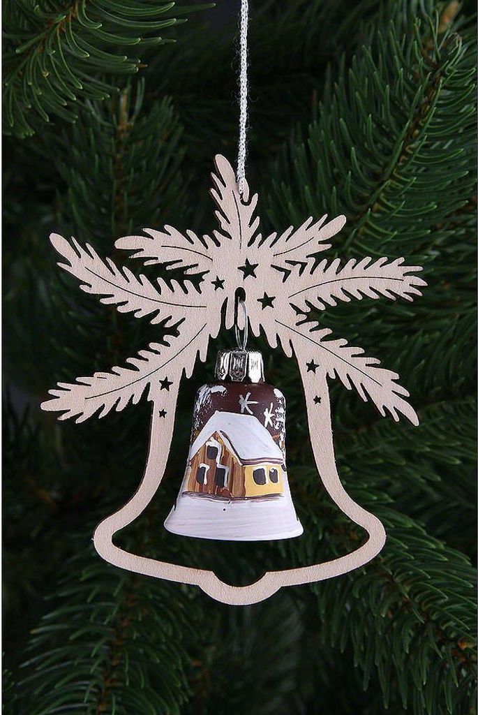 Christbaumschmuck Glasglocke - Eisprinzessin (3er-Set - 9x8cm) von Tietze Erzgebirgsdesign