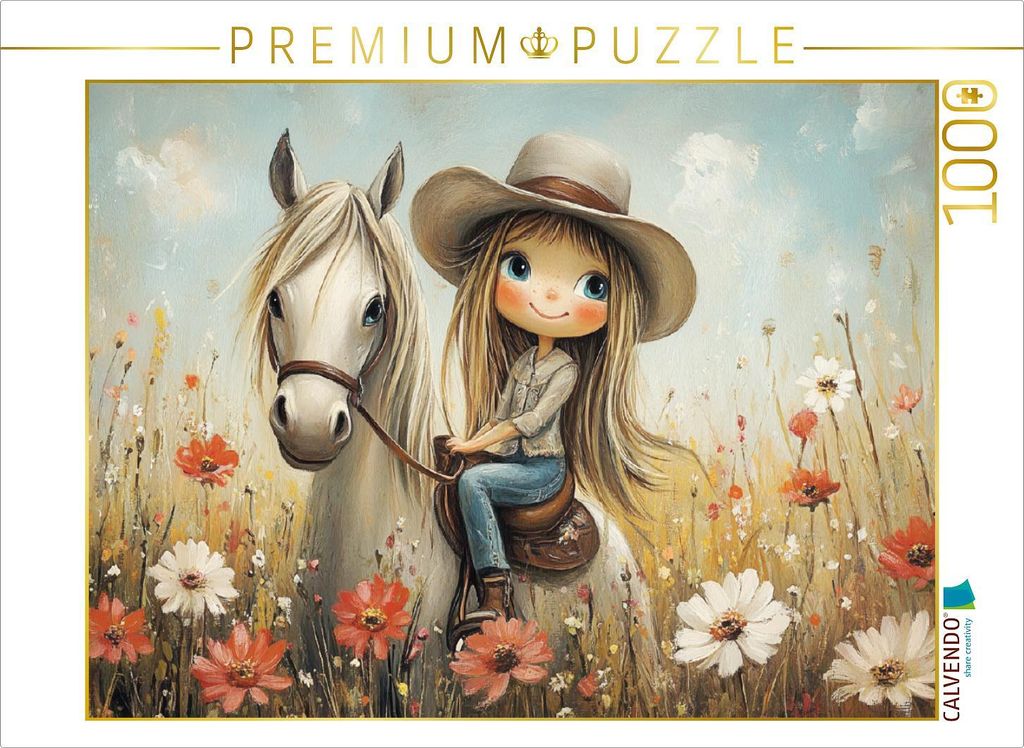 CALVENDO Puzzle Zauberhaftes Mädchen mit Pferd | 1000 Teile Lege-Größe 64x48cm Foto-Puzzle für glückliche Stunden
