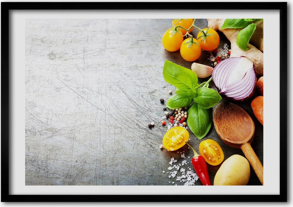 Bild - Bilder - Bilderrahmen - 70 cm x 50 cm - MDF-Rahmen, Wandkunst Gemüse