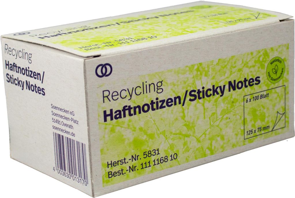 Haftnotiz oeco 5831 RC 125x75mm 100 Blatt gelb 6 Stück Packung mit 24 Stück
