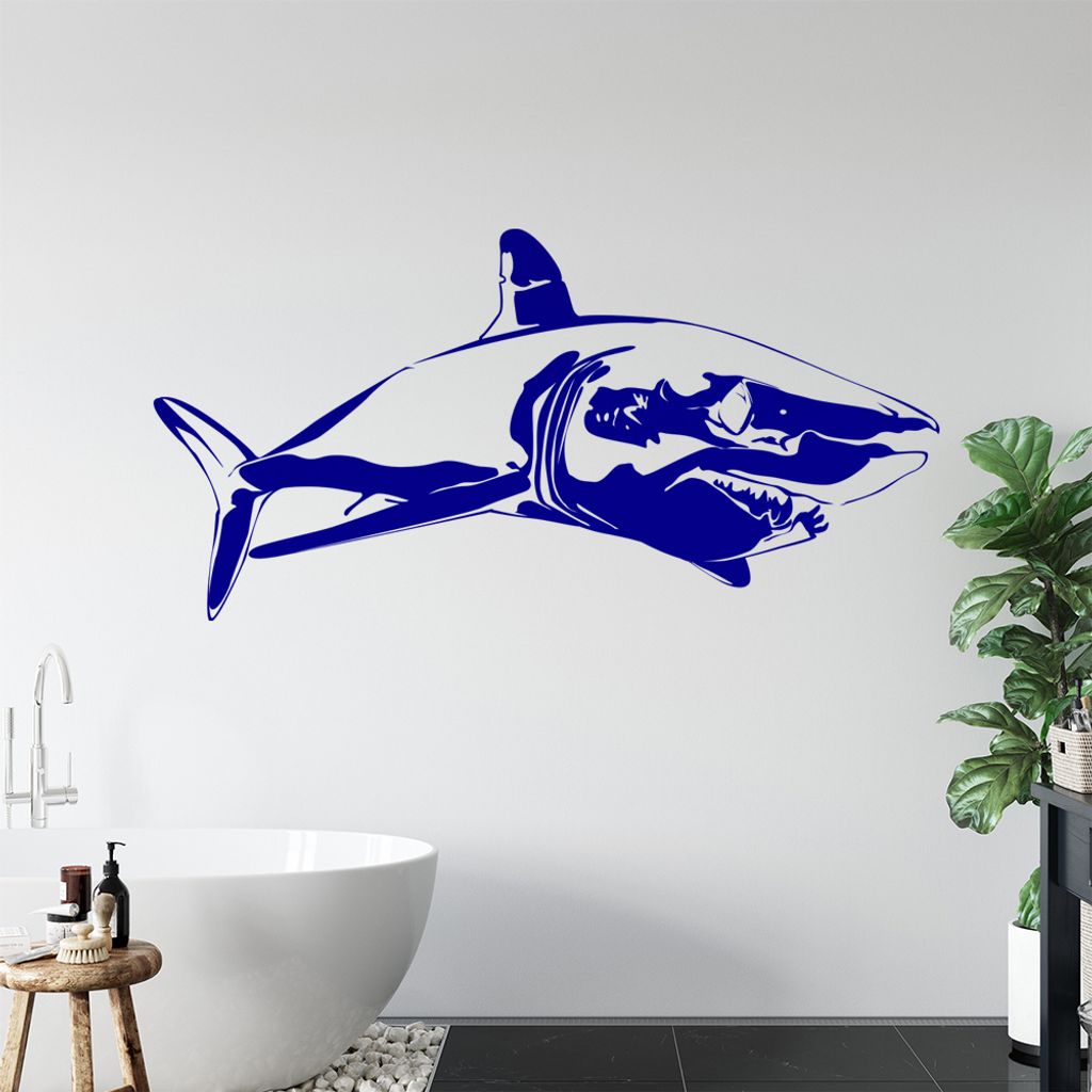 KIWISTAR Haifisch Silhouette Umriss Wandtattoo in 6 Größen - Wandaufkleber Wall Sticker - Dekoration, Küche, Wohnzimmer, Schlafzimmer, Badezimmer