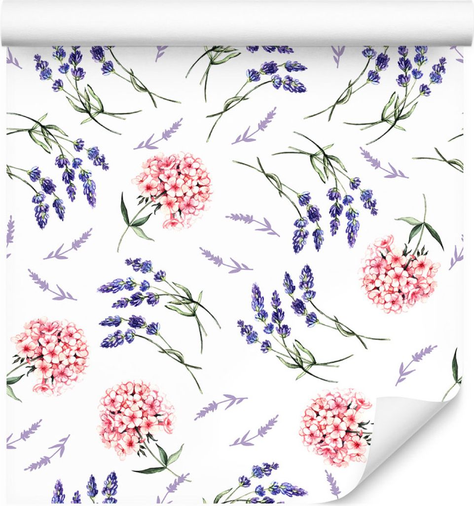 10m VLIES TAPETE Rolle Blumen Blätter Lavendel Natur Flora Aquarell XXL