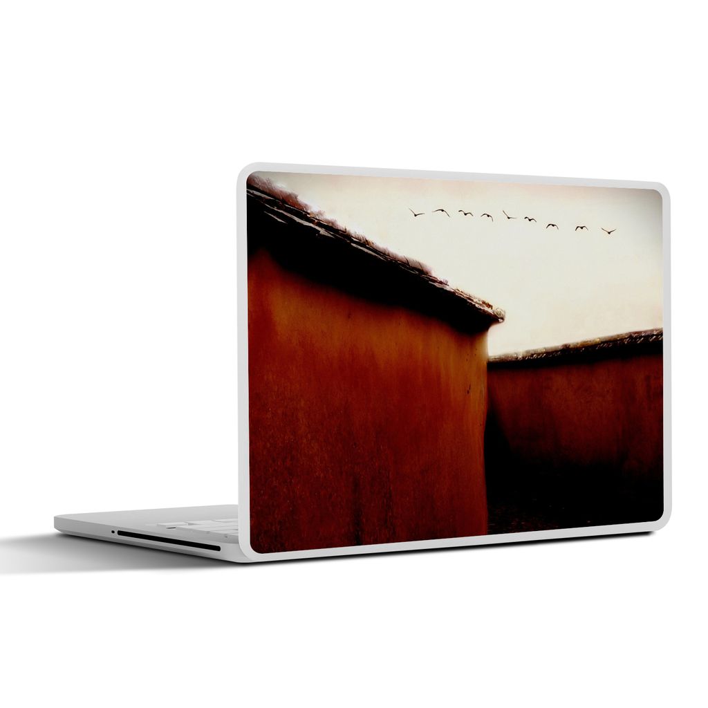 MuchoWow Laptop Aufkleber Sticker Cover Tiere - Vögel - Häuser - Rot 40x30 cm - Laptop Dekoration - Selbstklebend