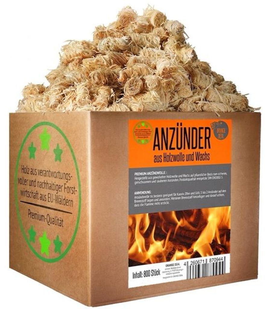 800 Stück Öko-Grillanzünder, in natürlichem Wachs getränkte Produktbild 