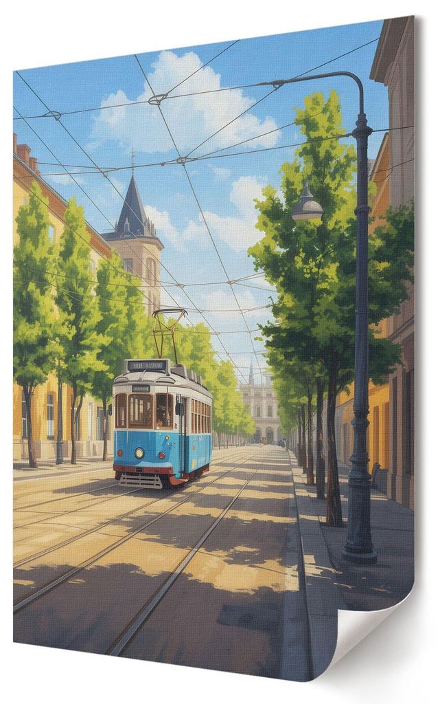 Stadtlandschaft- Kunstdruck A1 (59x84 cm) - Retro, Klassisch, Romantisch- Wandbild für Wohnzimmer Schlafzimmer & Flur, Modernes Poster Wanddeko, U...