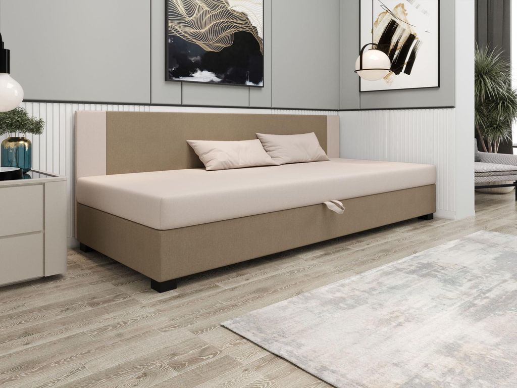 Gepolstertes Einzelbett 80x195 ARIADNA BIZ 1 - braun/ecru