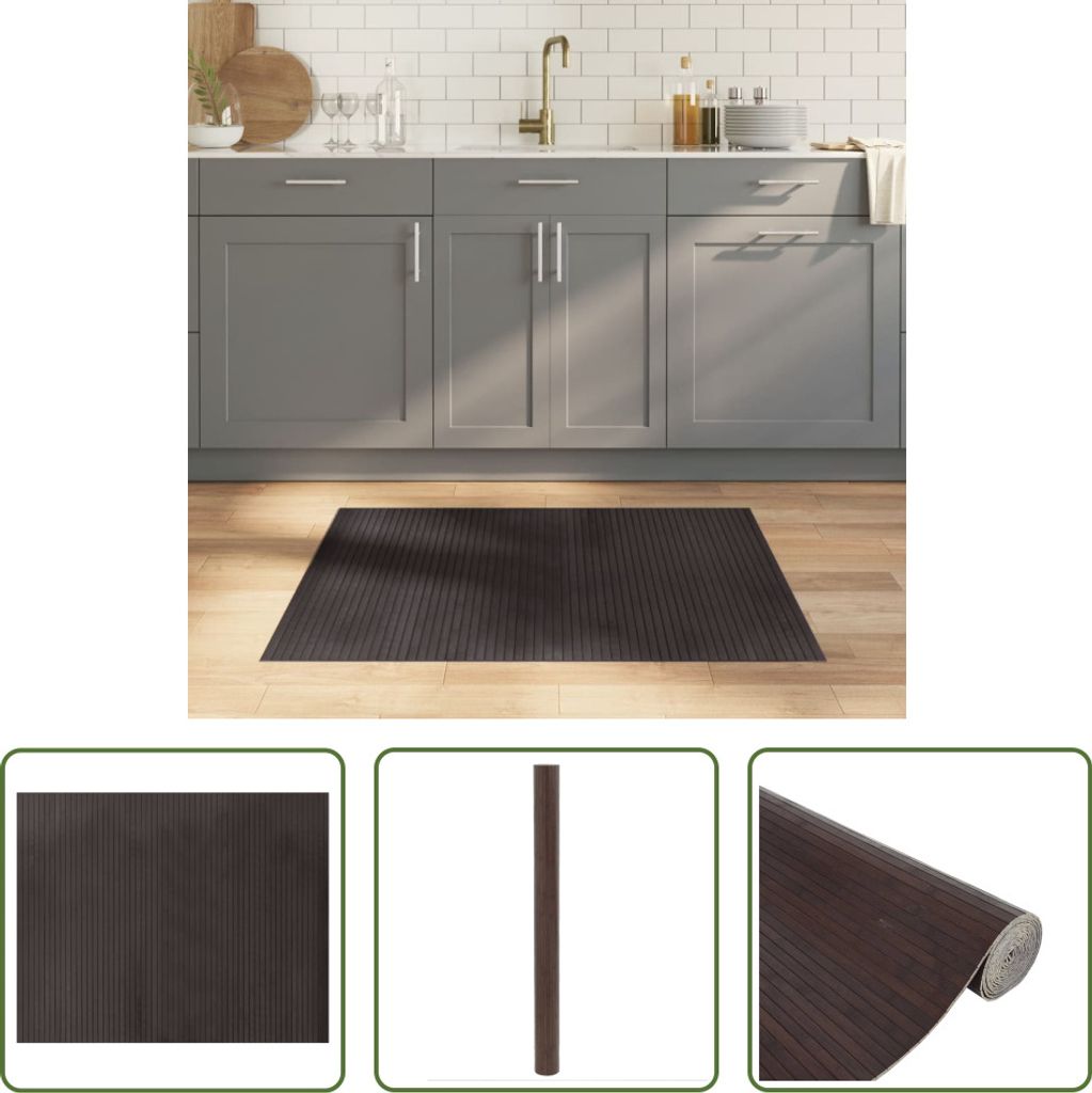 The Living Store Teppich Rechteckig Dunkelbraun 80x100 cm Bambus