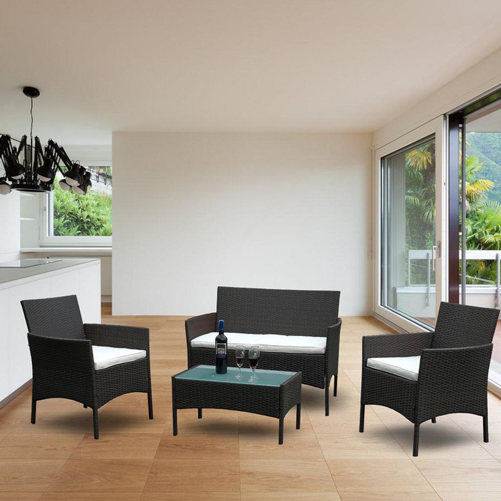 Jiubiaz Gartenmöbel Gartenmöbel-Sets Handgeflochten Garnitur Sitzgruppe Sofa Gartengarnitur Relax-Lounge braun
