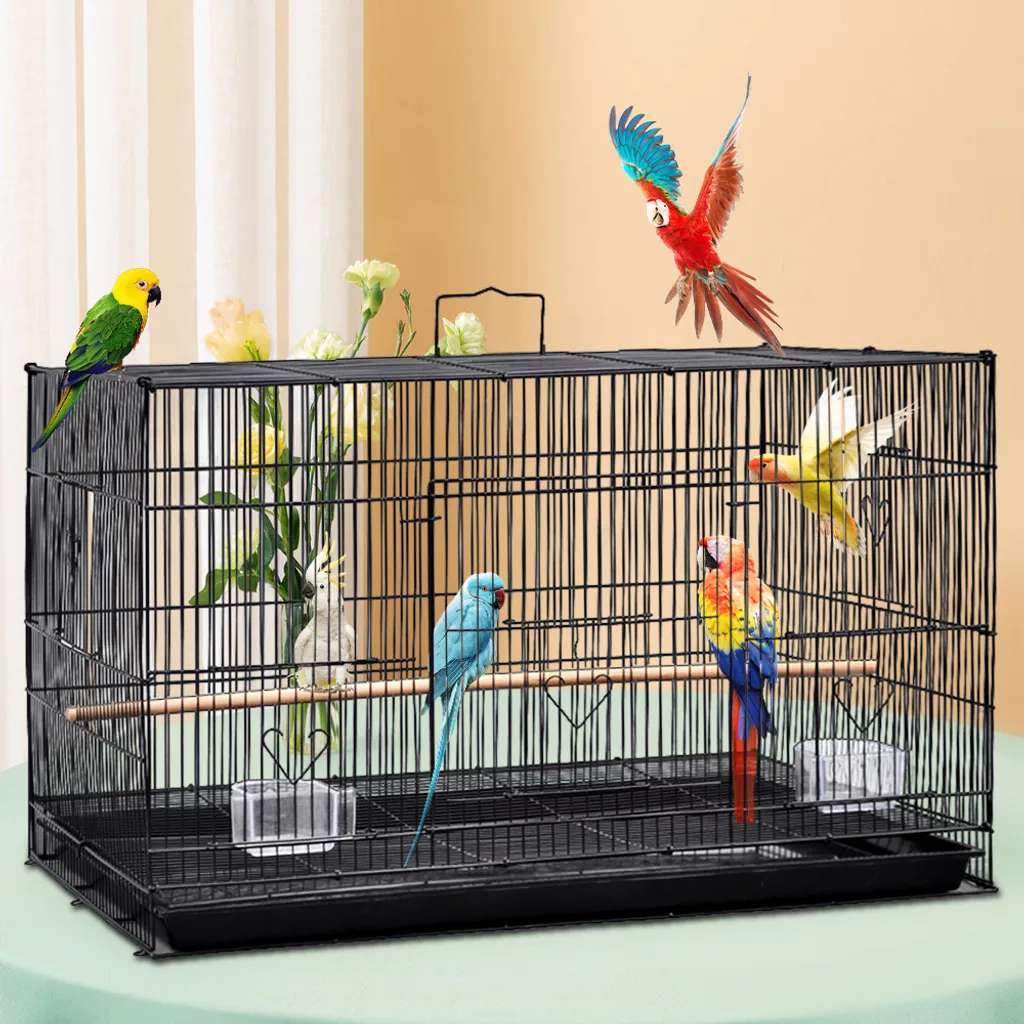 Cage de vol robuste 75cm avec bac amovible pour oiseaux et perruches