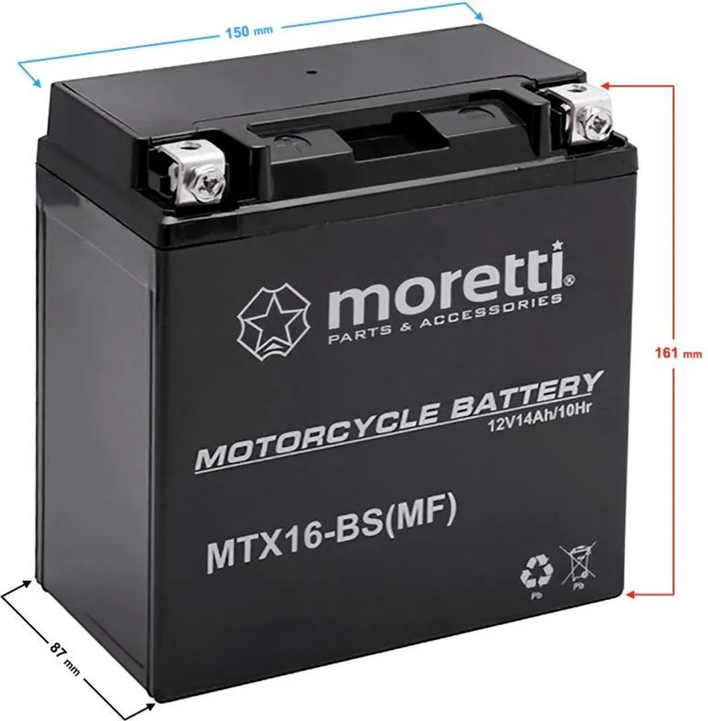 Batterie Gel MTX16 Moretti Résistance aux Vibrations et Longue Durée