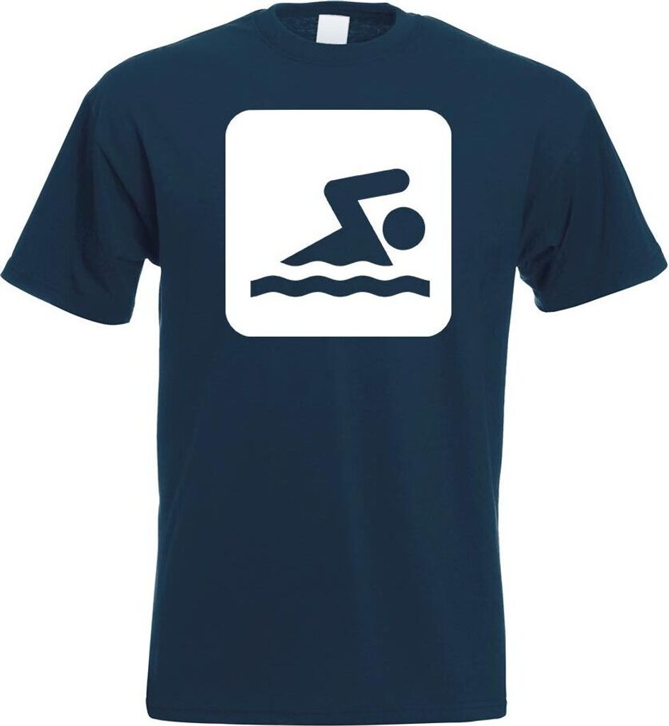 Kiwistar - T-Shirt - Navy - Schwimmbereich Piktogramme Herren Funshirt Bedruckt Design Sprüche Spruch Motive - mit Motiv Bedruckt - Funshirt Desig...