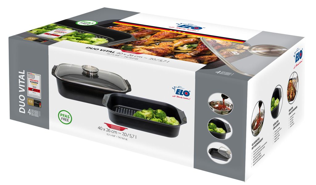 ELO  Duo Vital pekáč z liateho hliníka, hranatý, sklenený Obrázok produktu 