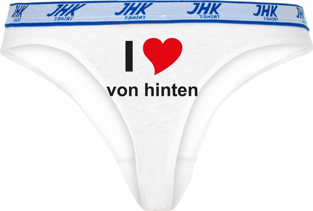 Damen Thong Slip - Boxer-0004-woman-white-v-S - weiß - S - vorn - I LOVE liebe von vorn - lustiges Motiv - Spruch - Unterwäsche - Unterhose - Fre...