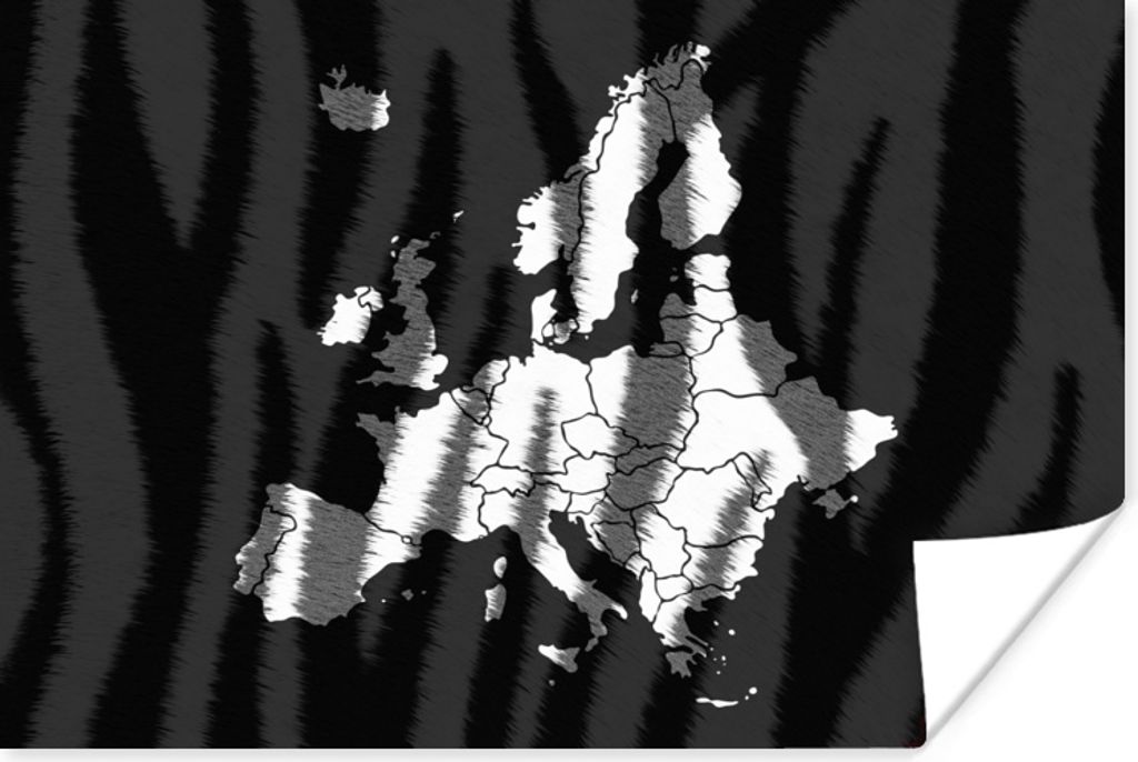 MuchoWow Poster Karte - Europa - Zebra 30x20 cm - Plakate - Print