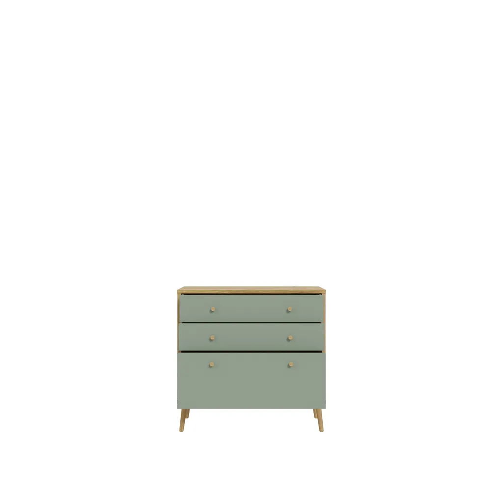 Commode 3 Tiroirs Whenua Chêne Naturel - Rangement Robuste 86cm de Haut