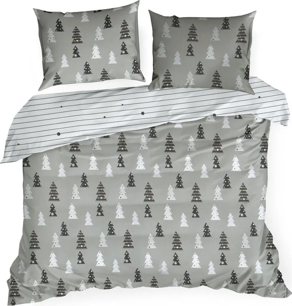 Parure de lit 200x220 cm en coton motif Noël gris et blanc Eurofirany