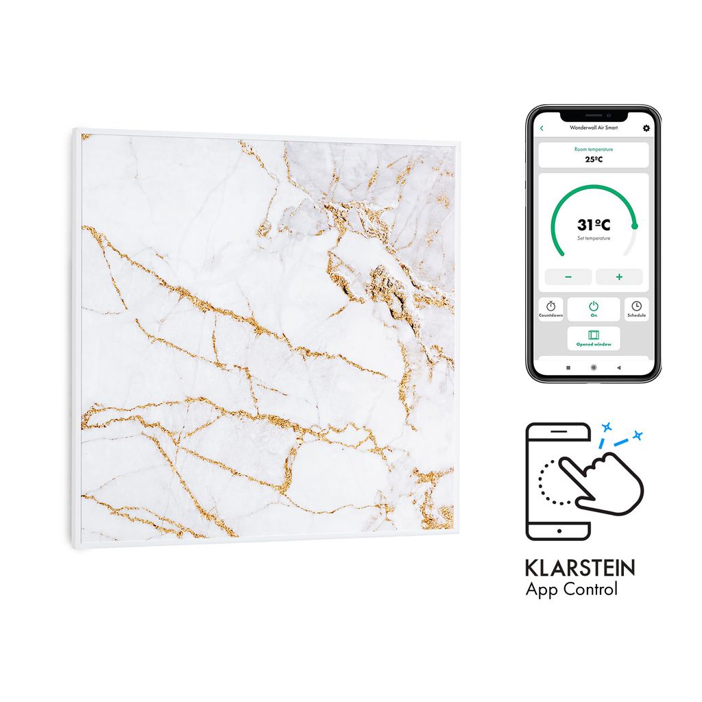 Klarstein Infrarotheizung mit Thermostat, 350W Elektroheizung, Smart Home Bild-Infrarotheizung zur Wandmontage, IR mit IoT/WiFi App-Control, Feucht...