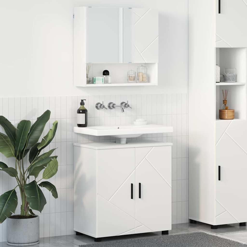 Maison Exclusive - Badezimmermöbel-Set mit Tür 2 pcs Weiß Holzwerkstoff & Metall