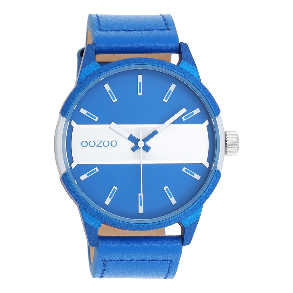 Oozoo Armbanduhr blau Leder Timepieces Damen-Herren Analog-Quarzuhr UOC11442