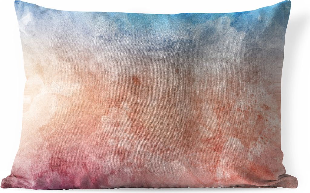 MuchoWow Outdoor Kissen - Wasserfarben - Orange - Blau - Rot - 60x40 cm - Wetterfest - Lounge Kissen - Zierkissen - Kissen für Innenräume