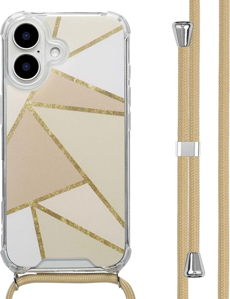 Cover iPhone 16 imoshion Beige Graphic con Cordino | Protezione Attiva