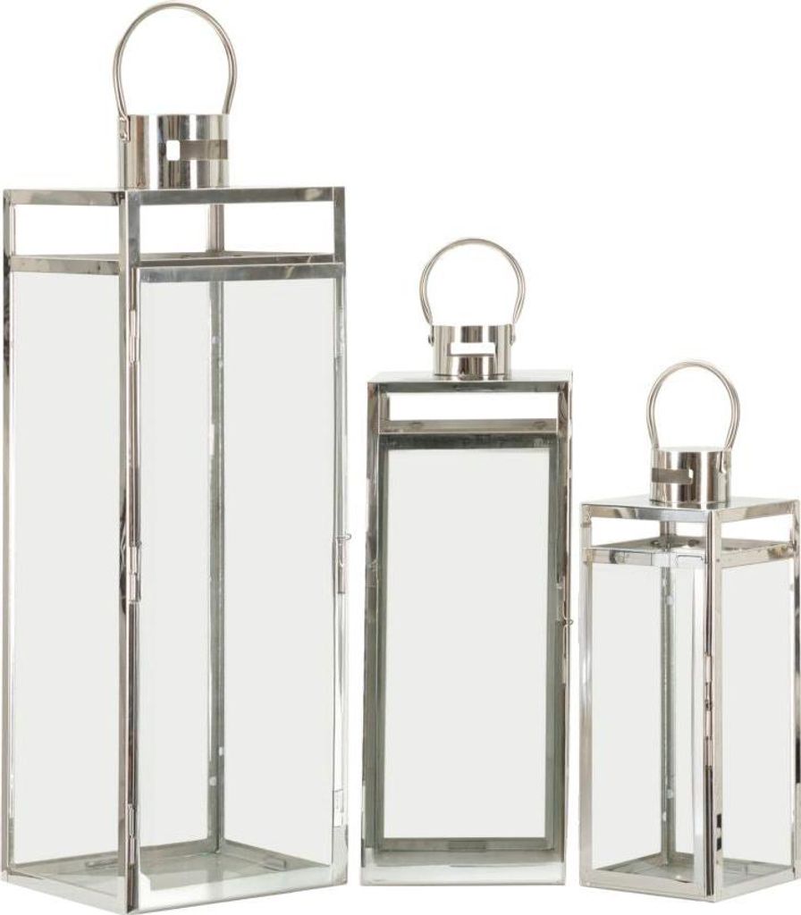 FURNLUX Deko-laterne Silber 22cm (3tlg.) / Hauptfarbe: Silber / Abmessungen: 22 x 71 x 23 cm