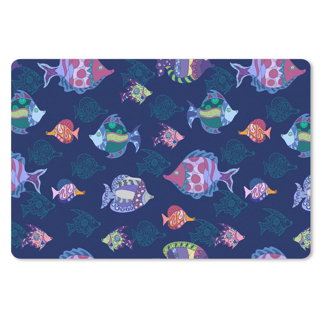 MuchoWow Schreibtischunterlage Fische - Muster - Aquarium - Regenbogen - Kind 60x40 cm - XXL Mauspad - Großes Mauspad