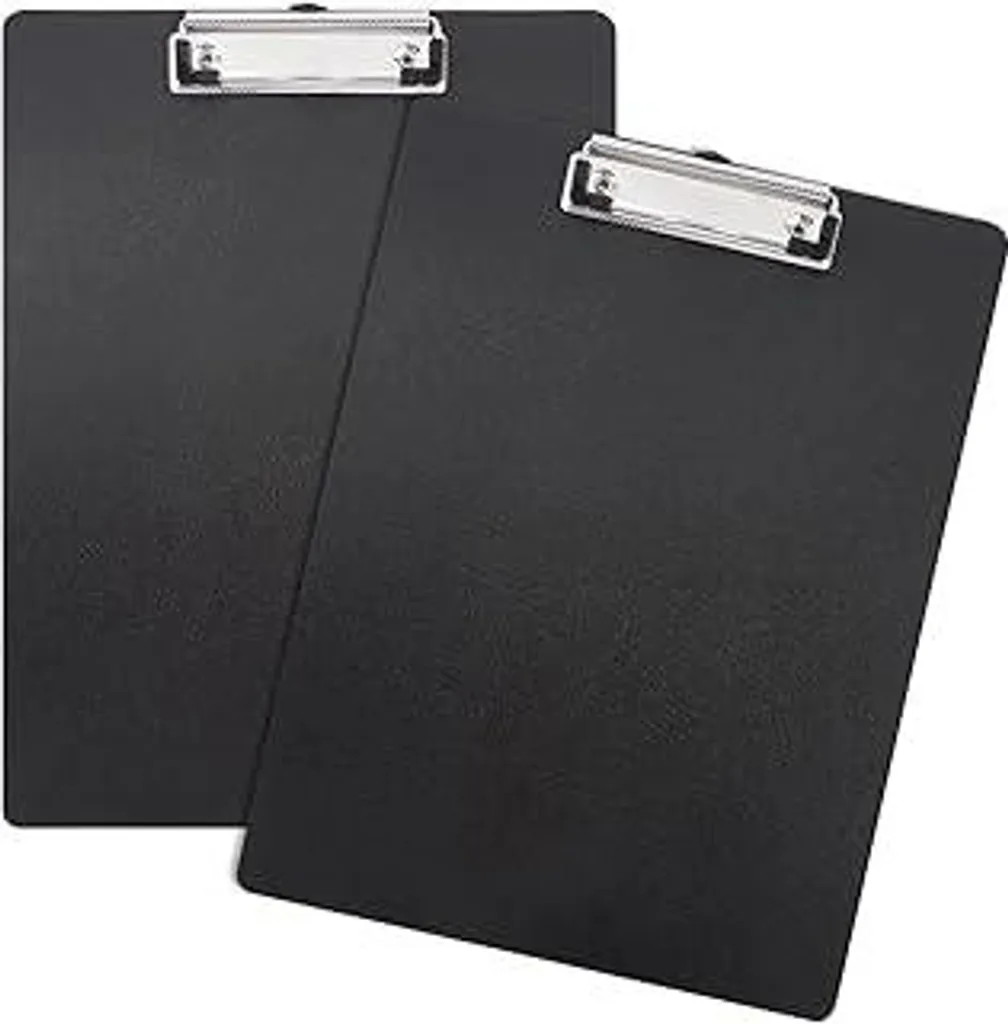 Set 2 Clipboard A4 Nere Professionali - Lavagna con Morsetto Metallo