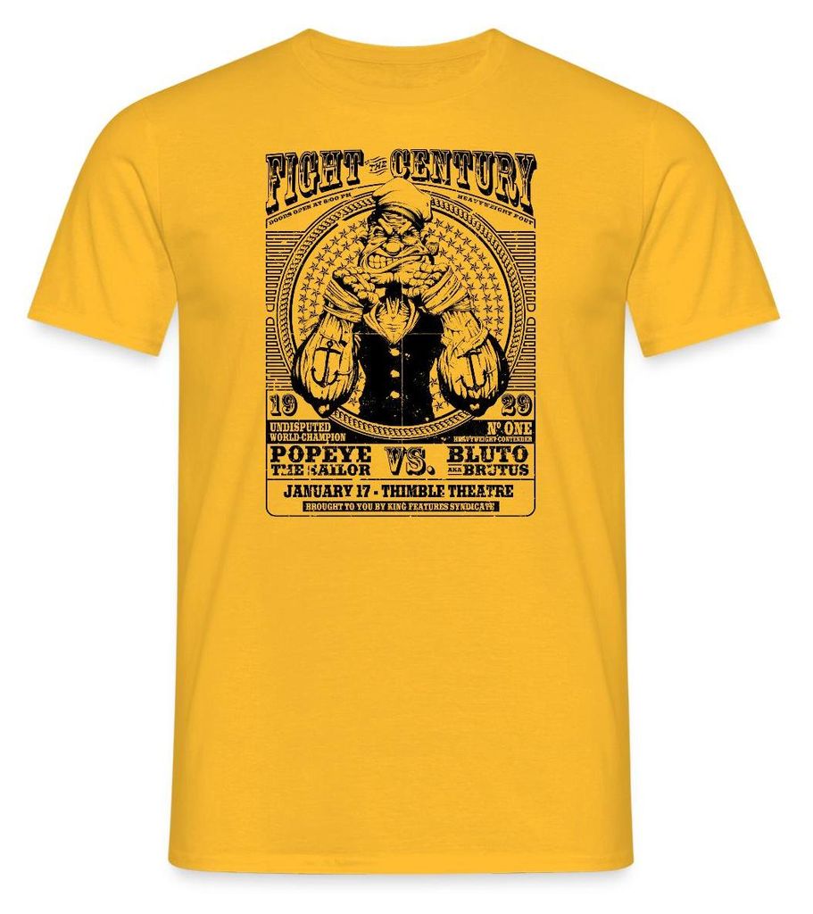 Spreadshirt Popeye Kampf Des Jahrhunderts Poster Männer T-Shirt, XXL, Gelb
