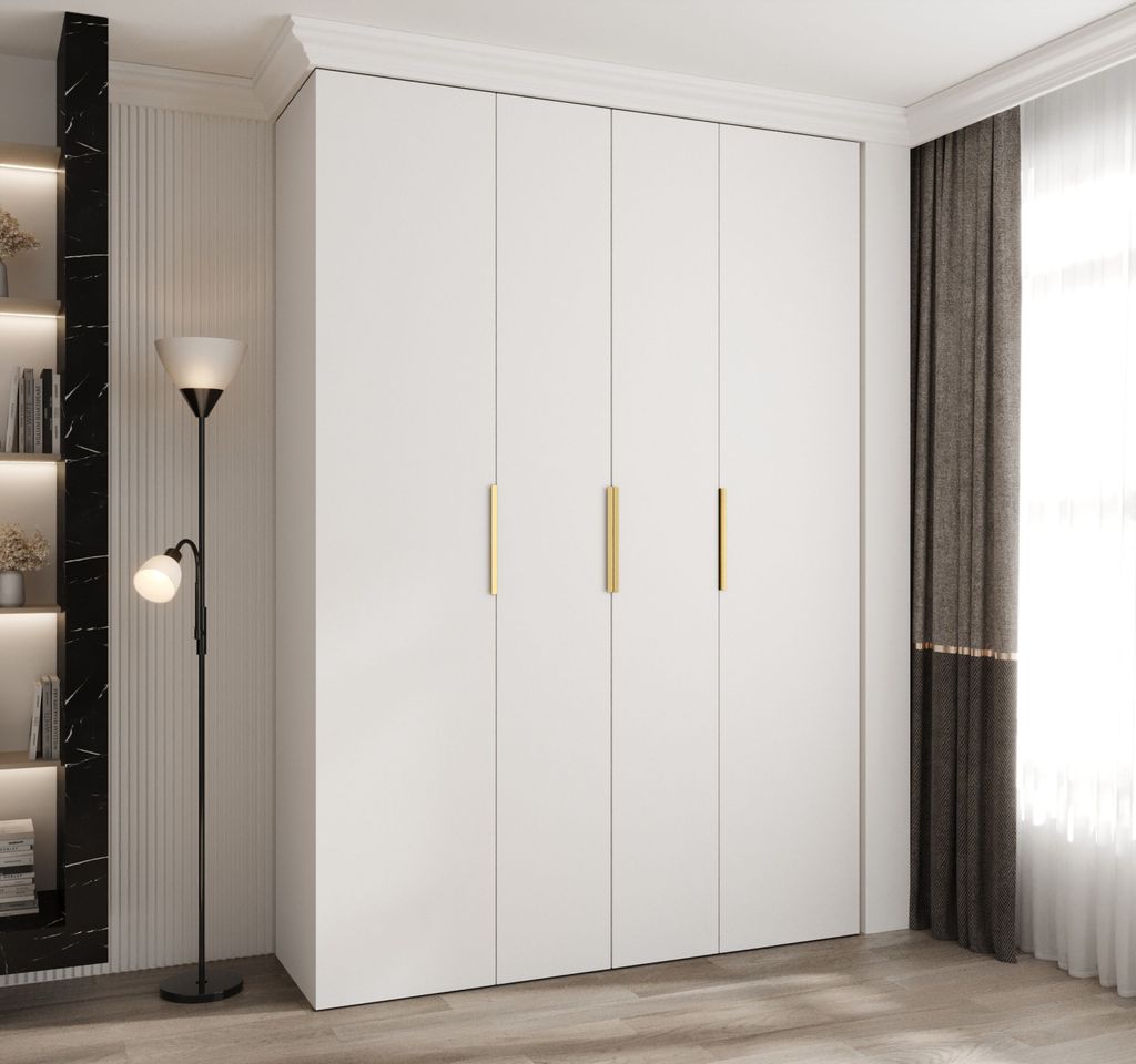 Kleiderschrank mit Regalen 170/50 LORENA 4 - weiß/gold