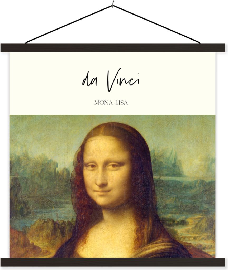MuchoWow Textilposter Mona Lisa - Leonardo da Vinci - Alte Meister 60x60 cm mit schwarzem Rahmen - Posteraufhänger