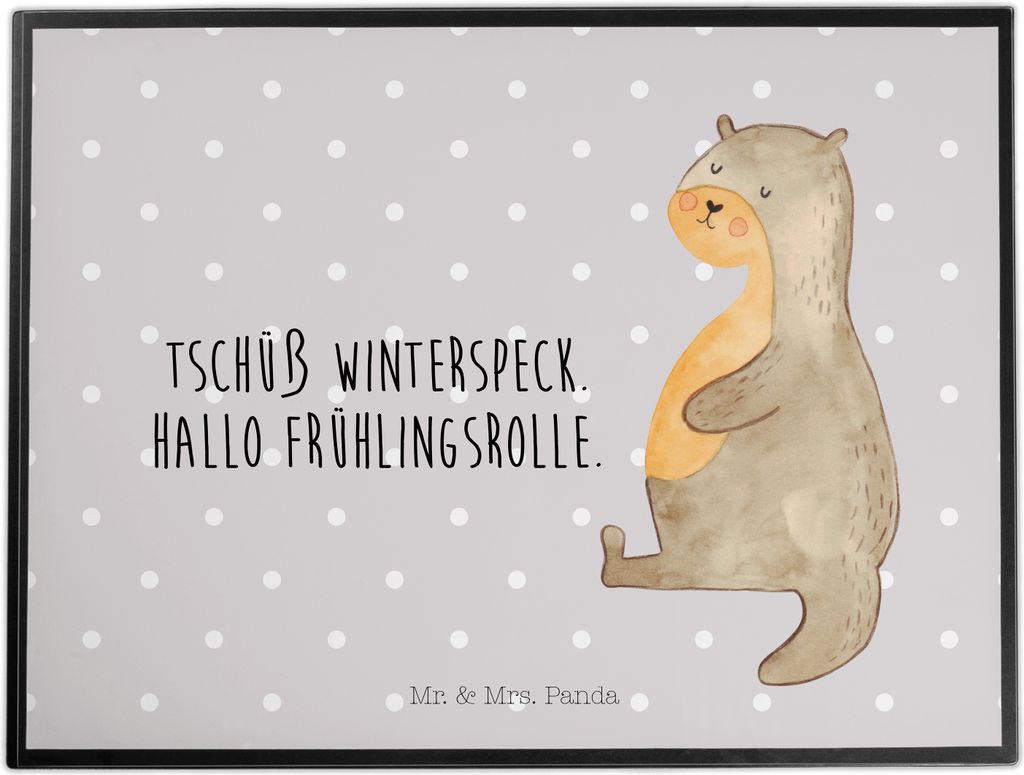 Mr. & Mrs. Panda Schreibunterlage Otter Bauch - Grau Pastell - Geschenk, Seeotter See, schreibtischunterlagen, Unterlage Schreibtisch, dick, tischs...